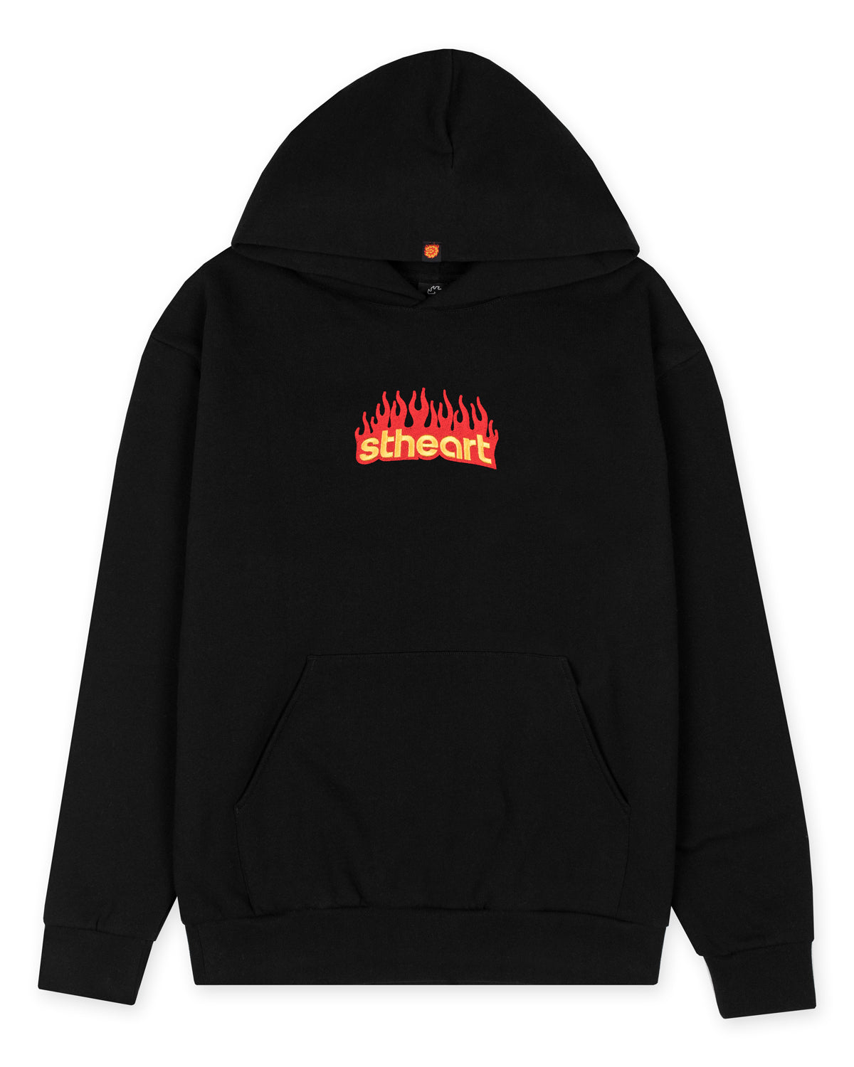 Classic Flame Embroidered Hoodie | Black