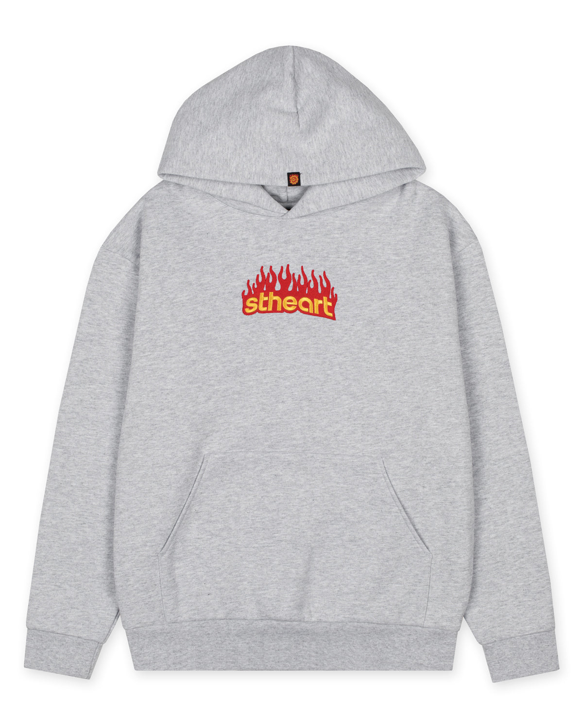 Classic Flame Embroidered Hoodie | Grey